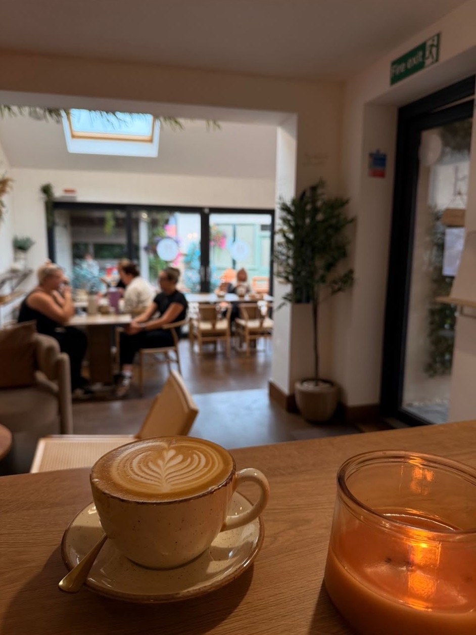 A latte in the lounge